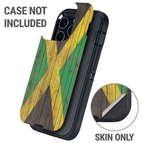 Jamaican Flag Dark Wood Otterbox Defender iPhone Skin