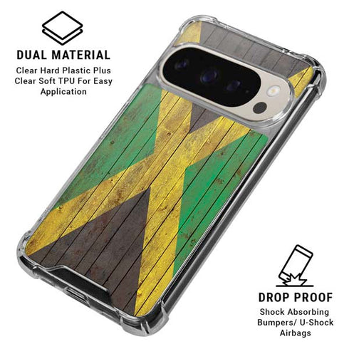 Jamaican Flag Dark Wood Pixel 9 Pro XL Clear Case