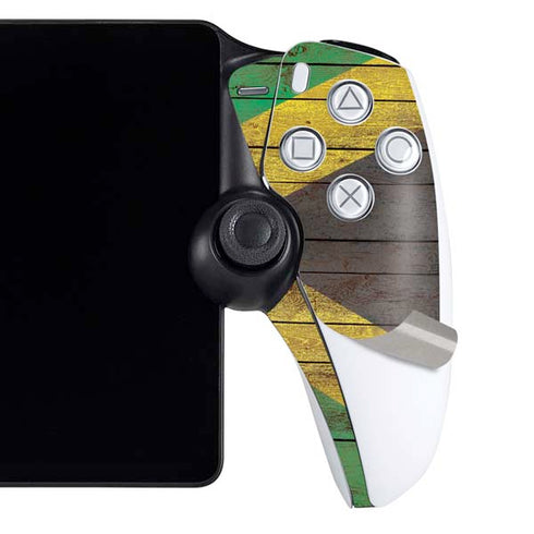 Jamaican Flag Dark Wood PlayStation Portal Remote Player Skin