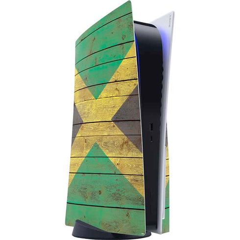 Jamaican Flag Dark Wood PlayStation PS5 Skins
