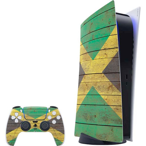 Jamaican Flag Dark Wood PlayStation PS5 Skins