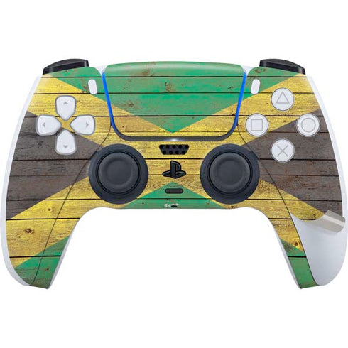 Jamaican Flag Dark Wood PS5 Pro Disk Bundle Skin