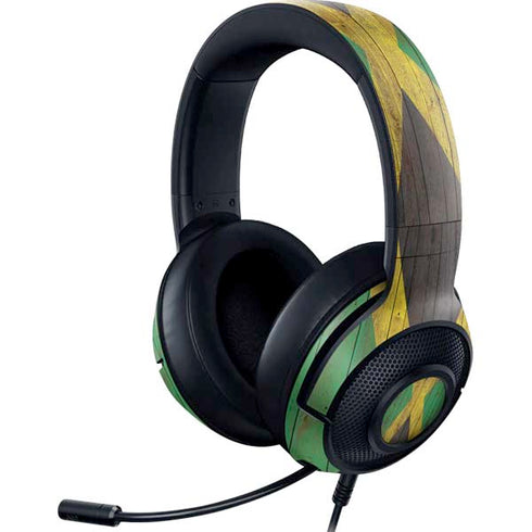 Jamaican Flag Dark Wood Razer Kraken X Skin