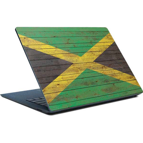 Jamaican Flag Dark Wood Surface Laptop Skin