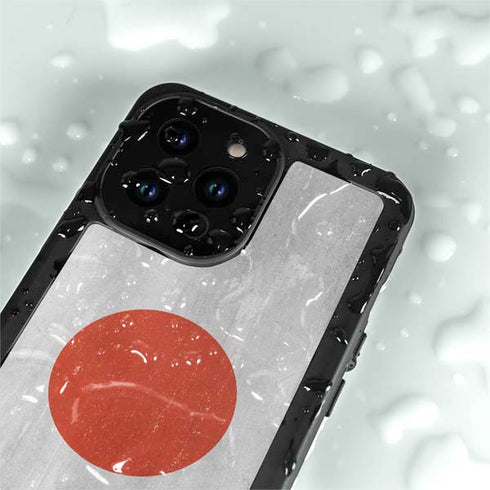 Japanese Flag Distressed iPhone 15 Pro Waterproof Case