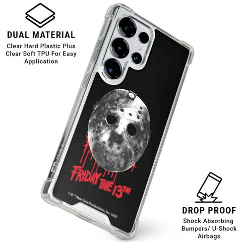Warner Bros Friday the 13th Jason Voorhees Dripping Mask Galaxy S25 Ultra Clear Case