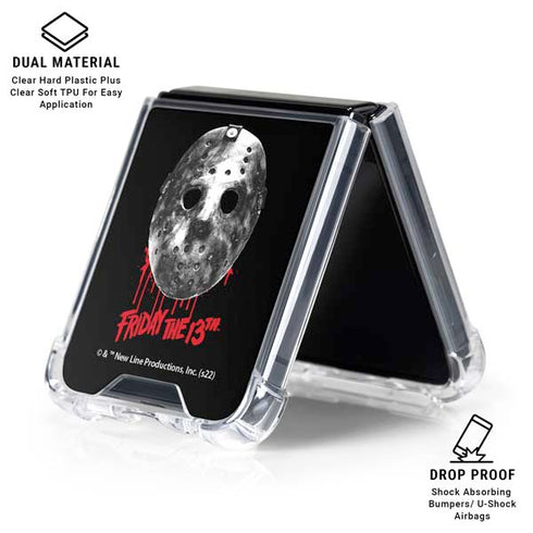 Warner Bros Friday the 13th Jason Voorhees Dripping Mask Galaxy Z Flip6 Clear Case