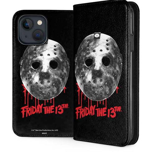 Warner Bros Friday the 13th Jason Voorhees Dripping Mask iPhone 15 Plus Folio Case