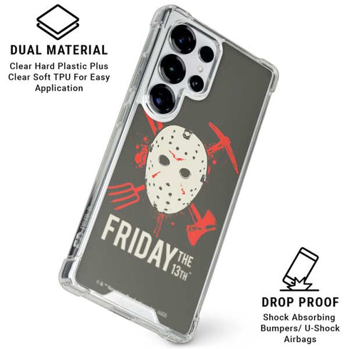 Warner Bros Friday the 13th Jason Voorhees Mask Galaxy S25 Ultra Clear Case