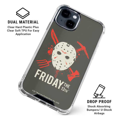 Warner Bros Friday the 13th Jason Voorhees Mask iPhone 15 Clear Case
