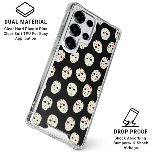 Warner Bros Friday the 13th Jason Voorhees Pattern Galaxy S25 Ultra Clear Case