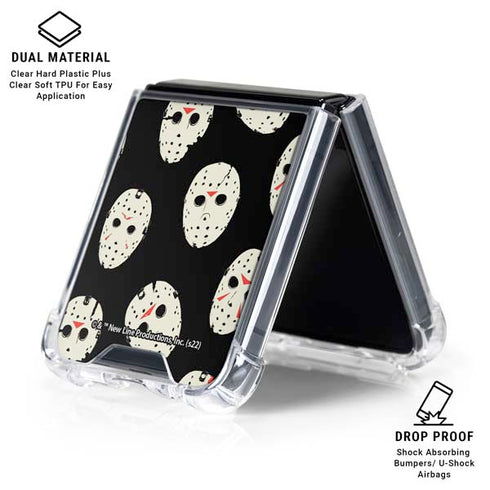 Warner Bros Friday the 13th Jason Voorhees Pattern Galaxy Z Flip7 Clear Case