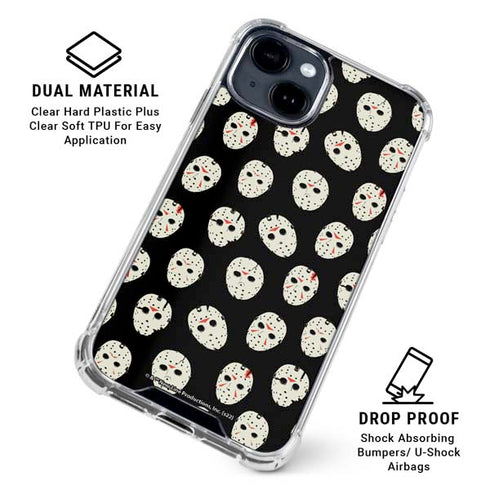 Warner Bros Friday the 13th Jason Voorhees Pattern iPhone 15 Clear Case