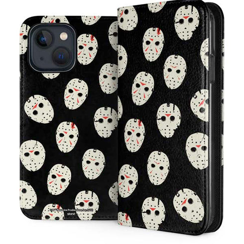 Warner Bros Friday the 13th Jason Voorhees Pattern iPhone 15 Plus Folio Case