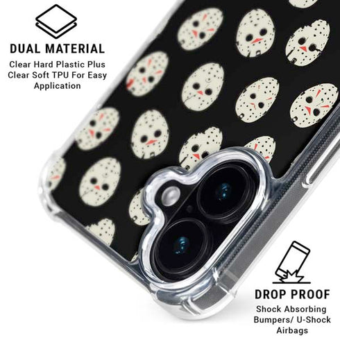 Warner Bros Friday the 13th Jason Voorhees Pattern iPhone 16 Clear Case
