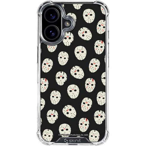 Warner Bros Friday the 13th Jason Voorhees Pattern iPhone 16 Plus Clear Case