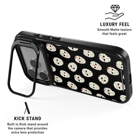 Warner Bros Friday the 13th Jason Voorhees Pattern iPhone 17 Pro Kickstand Case
