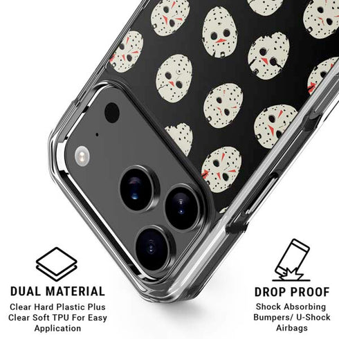 Warner Bros Friday the 13th Jason Voorhees Pattern iPhone 18 Pro Clear Case