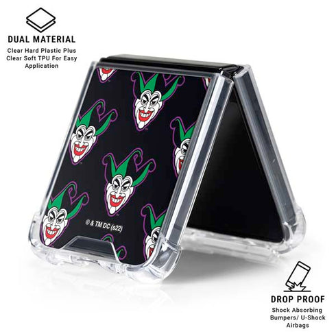 DC Comics The Joker Logo Pattern Galaxy Z Flip6 Clear Case