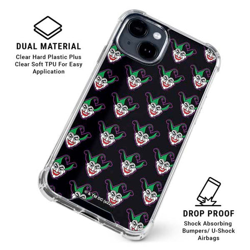 DC Comics The Joker Logo Pattern iPhone 15 Clear Case
