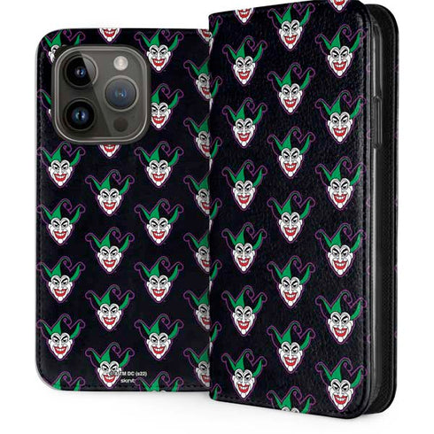 DC Comics The Joker Logo Pattern iPhone 15 Pro Folio Case