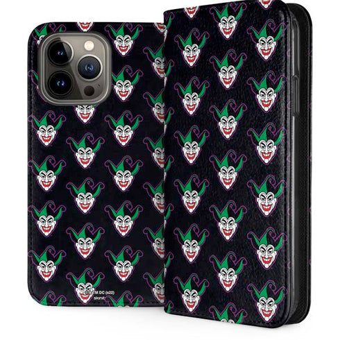 DC Comics The Joker Logo Pattern iPhone 15 Pro Max Folio Case
