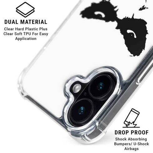 The Dark Knight Joker face iPhone 16 Plus Clear Case