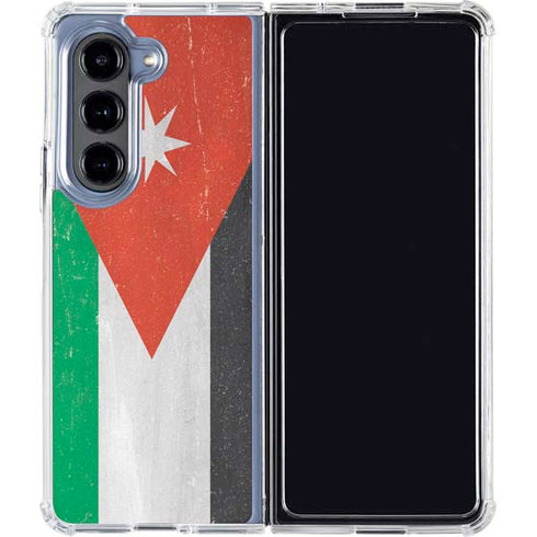 Jordan Flag Distressed Galaxy Z Fold5 5G Clear Case