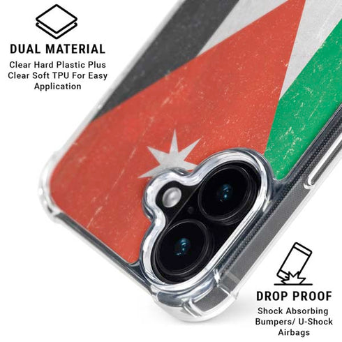 Jordan Flag Distressed iPhone 16 Clear Case
