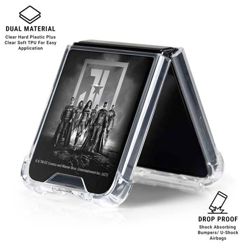 The Justice League (2017) Justice League Black and White Galaxy Z Flip6 Clear Case