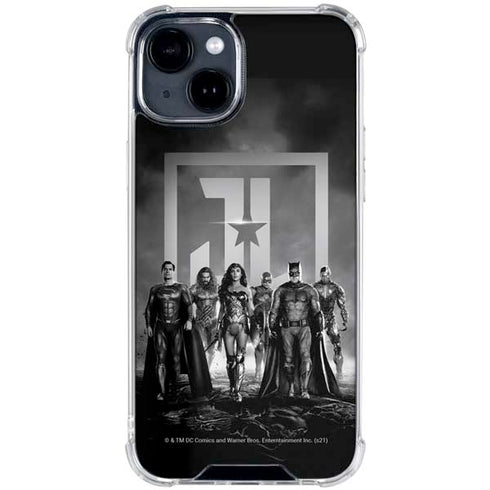 The Justice League (2017) Justice League Black and White iPhone 15 Clear Case