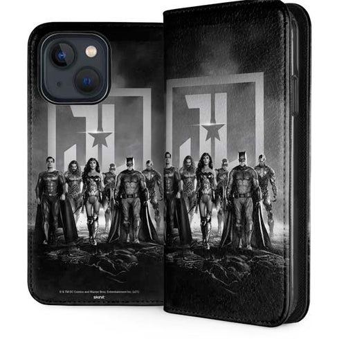 The Justice League (2017) Justice League Black and White iPhone 15 Plus Folio Case