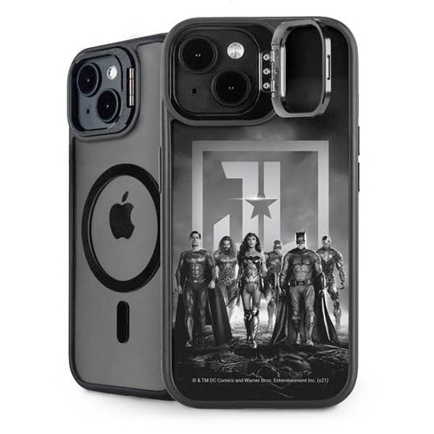 The Justice League (2017) Justice League Black and White iPhone 15 Plus Kickstand Case