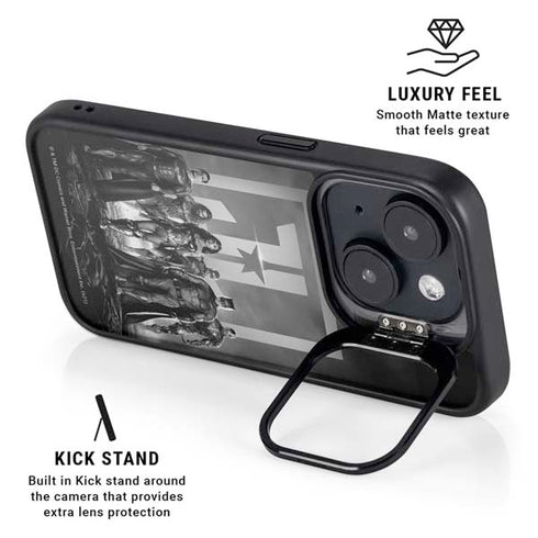 The Justice League (2017) Justice League Black and White iPhone 15 Plus Kickstand Case