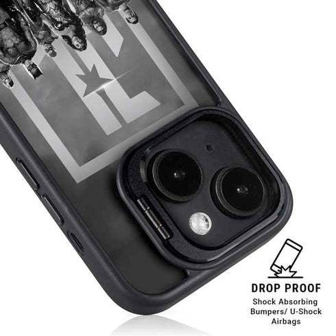 The Justice League (2017) Justice League Black and White iPhone 15 Plus Kickstand Case