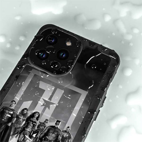 The Justice League (2017) Justice League Black and White iPhone 15 Pro Waterproof Case