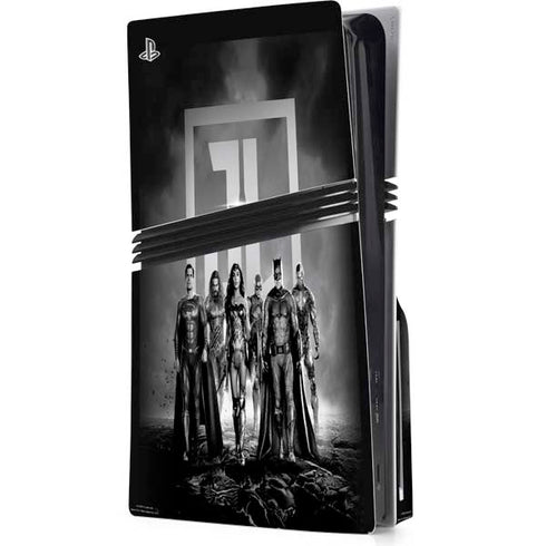 The Justice League (2017) Justice League Black and White PS5 Pro Disk Console Skin