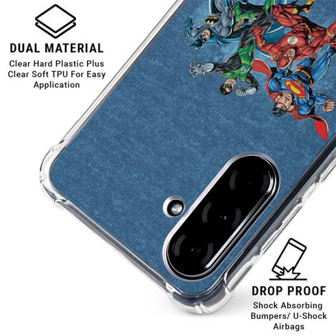 Justice League Action Pose Charcaters Galaxy A36 5G Clear Case