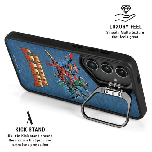 Justice League Action Pose Charcaters Galaxy S25 Kickstand Case
