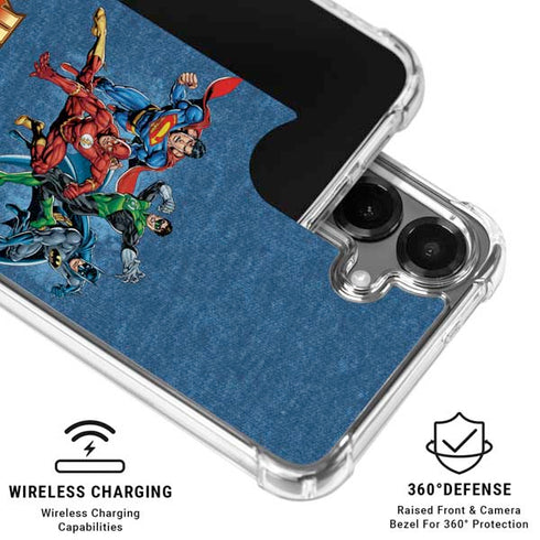 Justice League Action Pose Charcaters Galaxy S26 Clear Case