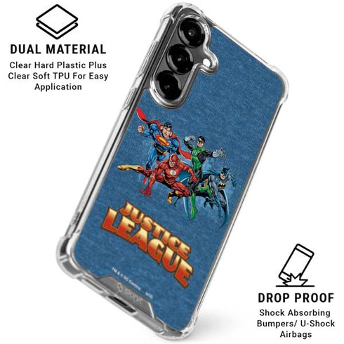 Justice League Action Pose Charcaters Galaxy S26 Clear Case