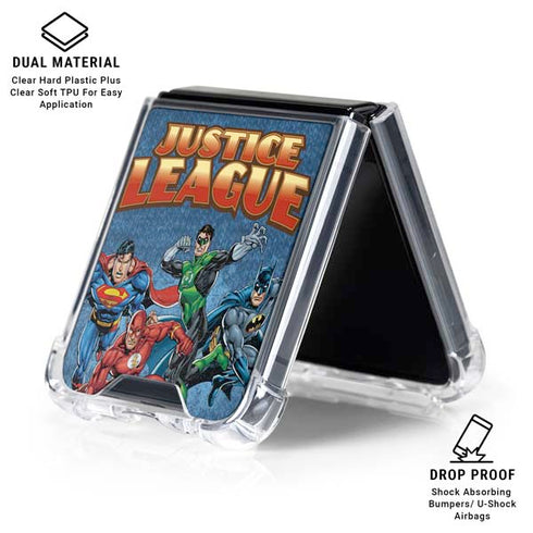 Justice League Action Pose Charcaters Galaxy Z Flip6 Clear Case