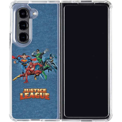 Justice League Action Pose Charcaters Galaxy Z Fold5 5G Clear Case