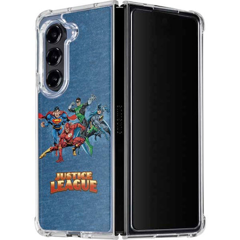 Justice League Action Pose Charcaters Galaxy Z Fold5 5G Clear Case