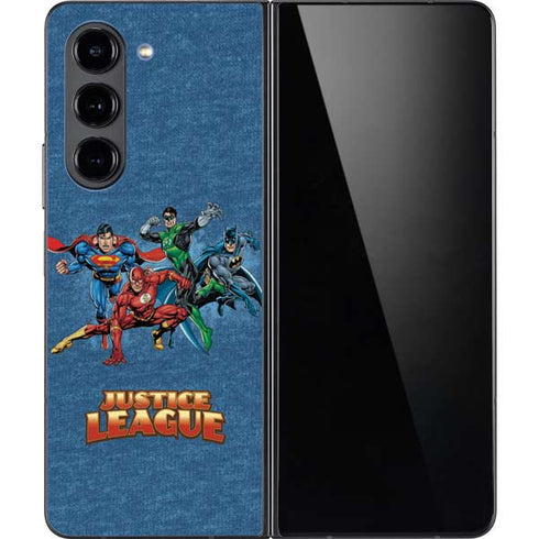Justice League Action Pose Charcaters Galaxy Z Fold5 5G Skin