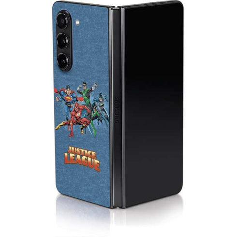 Justice League Action Pose Charcaters Galaxy Z Fold5 5G Skin