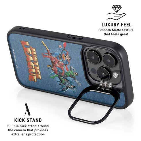 Justice League Action Pose Charcaters iPhone 14 Pro Max Kickstand Case