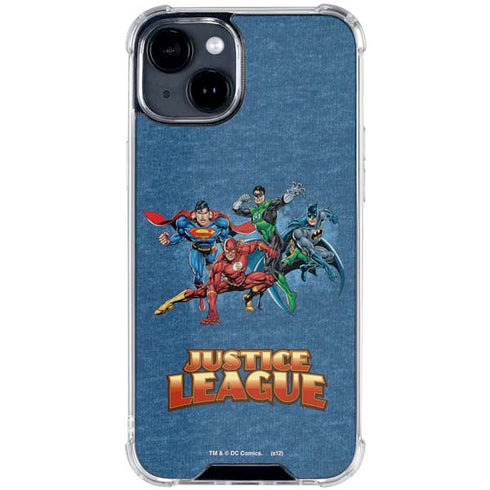 Justice League Action Pose Charcaters iPhone 15 Clear Case