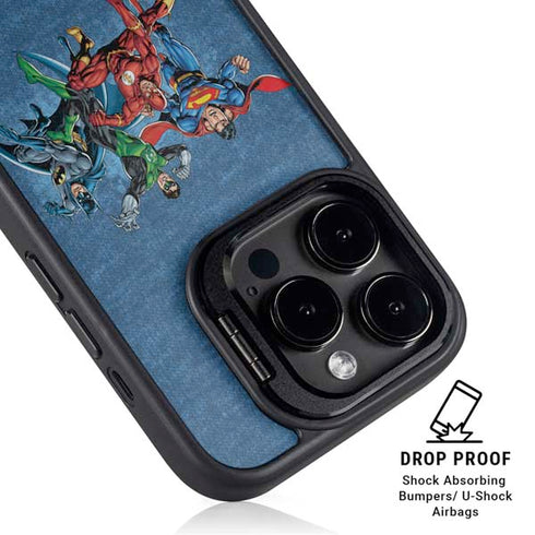 Justice League Action Pose Charcaters iPhone 15 Pro Kickstand Case