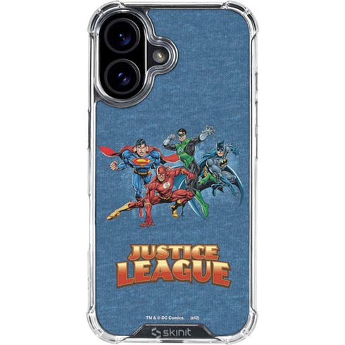 Justice League Action Pose Charcaters iPhone 16 Plus Clear Case